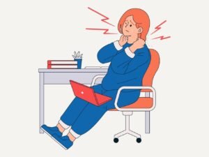 animazione dipendente con dolore al collo stress