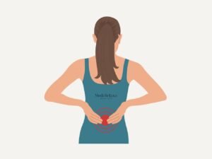 animazione della donna con dolore lombare persistente