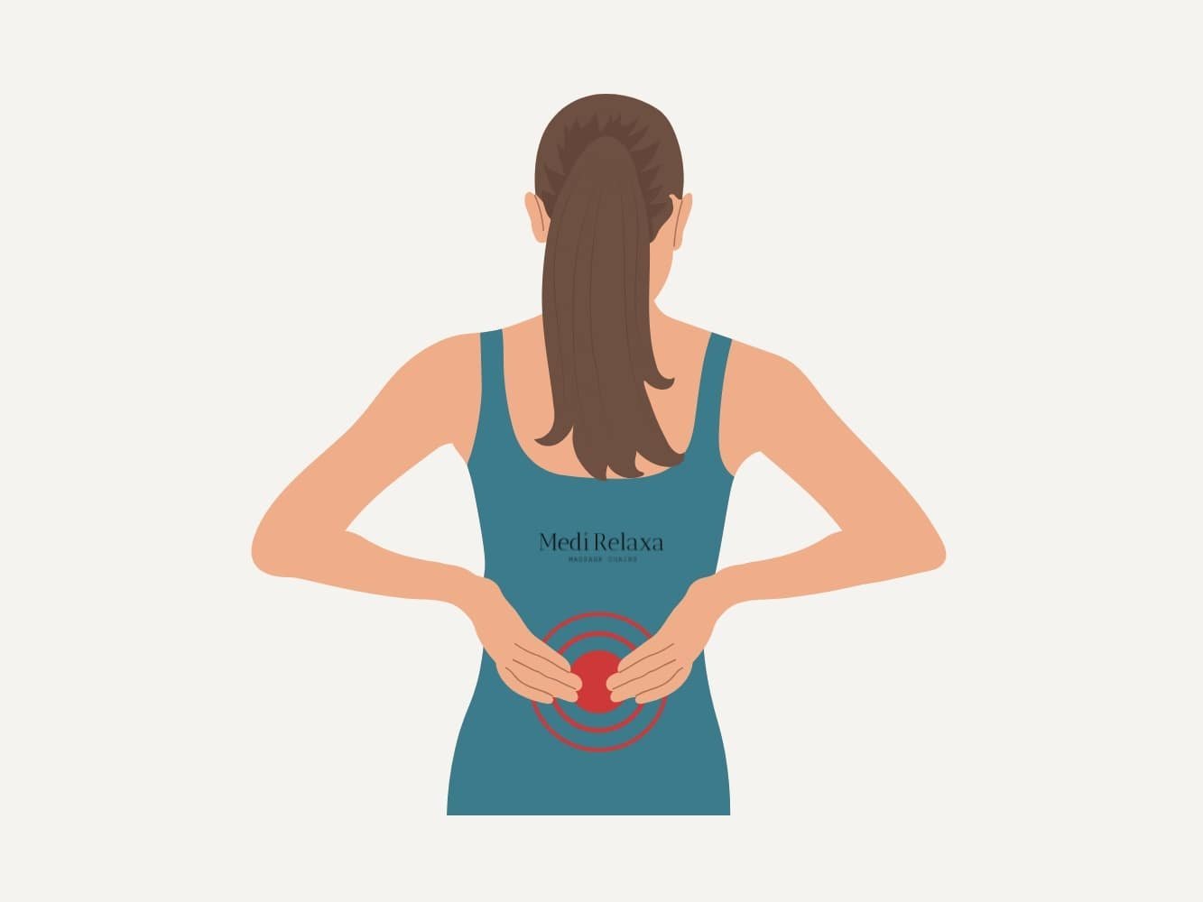 animazione della donna con dolore lombare persistente