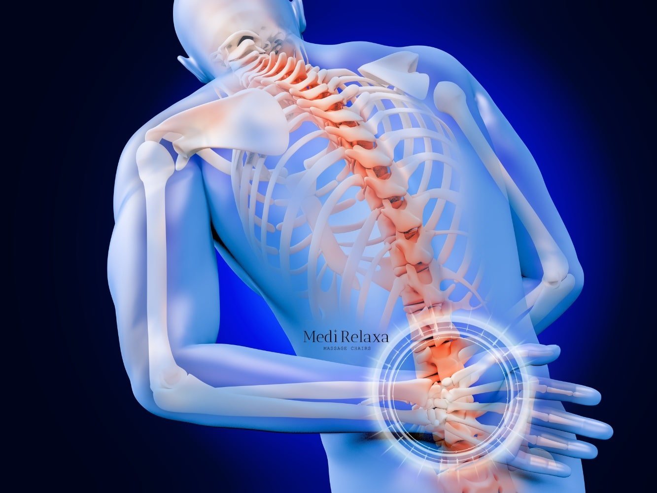 animation photo of rontgon person with Back Pain in lower back