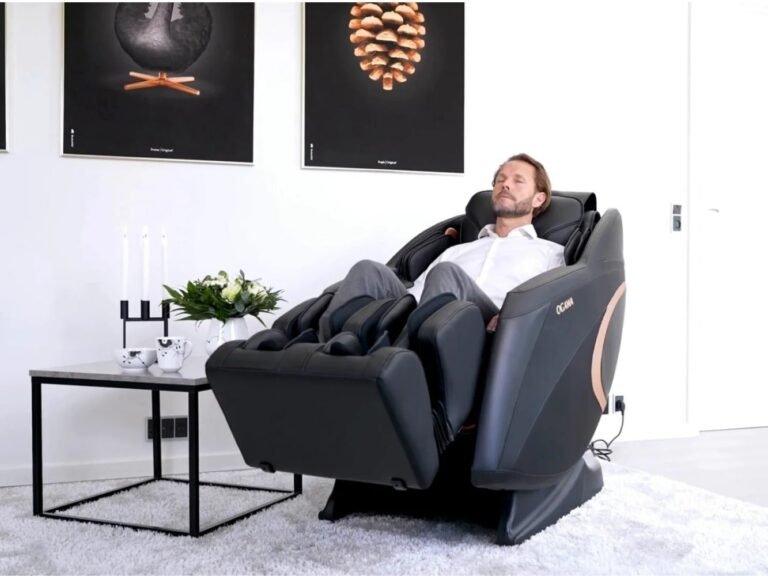 werknemer in massagestoel voor welzijn op het werk